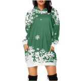 Plus Size Christmas Printed Mid-Length Hooded Sweatshirt GOFY-8868