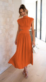 Soiid Color Hollow Out Sleeveless Maxi Dress GOFY-23003