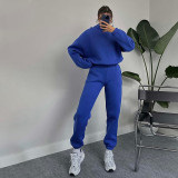 Solid Color Hooded Sweatshirts Casual Two Piece Pants Set SSNF-211338