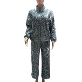 Plus Size Sequin Patchwork Long Sleeve Two Piece Set QYXZ-9146