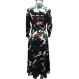Plus Size Camouflage Print Long Jacket Trench Coat QYXZ-9144