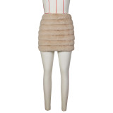 Solid Color Zipper Plush MIni Skirt ZSD-0626