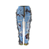 Colorful Pattern Tassel Padded Plush Pants MAE-2194