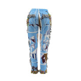 Colorful Pattern Tassel Padded Plush Pants MAE-2194