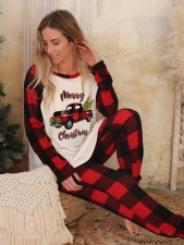Christmas Printed Long Pants Home Pajamas Suit LUO-3830