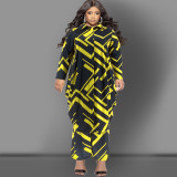 Plus Size Long Sleeve Long Cardigan And Pants Two Piece Set GDAM-218313