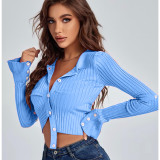 Solid Color Flare Long Sleeve Tops CL-cl6170