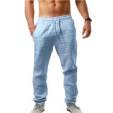 Men Plus Size Solid Color Sport Drawstring Pant GXWF-3396