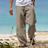 Men Plus Size Solid Hip Hop Straight Leg Pants GXWF-23057