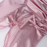 Sexy Tube Tops Deep V-Neck Fine Glitter Mini Dress FL-23348