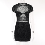 Lace Hollow Out Mini Dress FL-23463