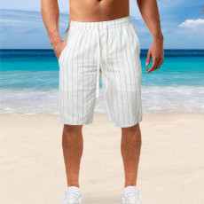 Men Plus Size Vertical Stripe Lacing Casual Beach Short GXWF-A714