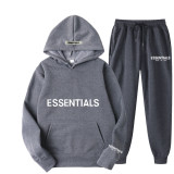 Letter Print Hooded Sweatshirt And Pants Two Piece Set GXWF-2021-taozhuang