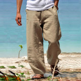 Men Plus Size Solid Hip Hop Straight Leg Pants GXWF-23057