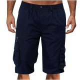 Men Plus Size Casual Multi-Pocket Five Point Pants GXWF-CX05