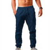 Men Plus Size Solid Color Sport Drawstring Pant GXWF-3396