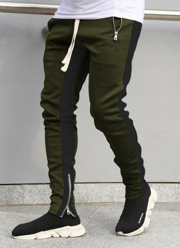 Men Stripe Patchwork Zipper Sport Pant GXWF-CK-16