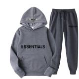 Letter Print Hooded Sweatshirt And Pants Two Piece Set GXWF-2021-taozhuang