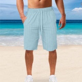 Men Plus Size Vertical Stripe Lacing Casual Beach Short GXWF-A714