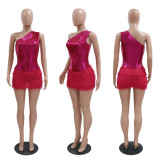 Sexy Slim One shoulder Splice Mini Dress CYA-900248