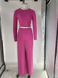 Fashion Long Sleeve Crop Tops And Pants Two Piece Pants Set MOF-8935
