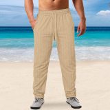 Men's Plus Size Vertical Stripe Tie Up Beach Pants GXWF-A713