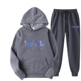 Plus Size Letter Print Hooded Sweatshirt And Pants Jogging Suit GXWF-LI-192