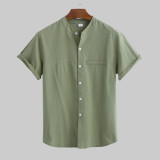 Men's Plus Size Short Sleeve Solid Color Shiirt GXWF-B66