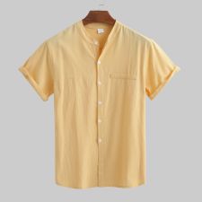 Men's Plus Size Short Sleeve Solid Color Shiirt GXWF-B66