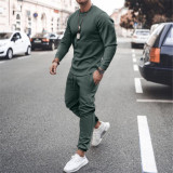 Men's Casual Solid Color Long Sleeve Two Piece Pants Set GXWF-p