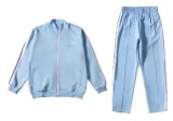 Men's Plus Size Strpe Color Block Zipper Sweatshirt Two Piece Pants Set GXWF-qn003