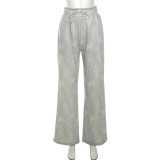 Casual Tie Up High Waist Staight Pants XEF-34706
