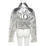 Metallic Color Loose Thickened Short Padded Cotton Jacket XEF-34794