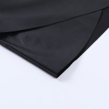 Solid  Long Sleeve Lapel Neck Pleated Mini Dress FL-21618