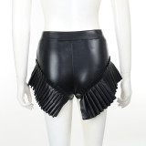 Sexy Pleated Edge Leather Shorts FL-23502