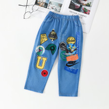 Kids Boy Girl Faux Denim Print Pants YKTZ-2322