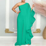 Plus Size Sexy One Shoulder Sleeveless Jumpsuit NY-2816