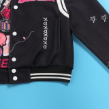 Fashion Print Cardigan Baseball Jacket Coat FSXF-529