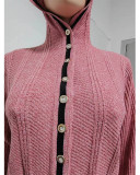 Fashion Patchwork Irregular Knit Hooded Cardigan QXTF-8212