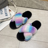 Colorful Furry Crossover Warm Slippers ZFLX-FL-20