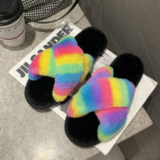 Colorful Furry Crossover Warm Slippers ZFLX-FL-20
