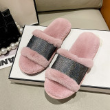 Furry Crystal Sequins Warm Flat Slippers ZFLX-FL-51
