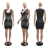 Sexy Deep V Slim Tassel Mini Dress CYA-900789