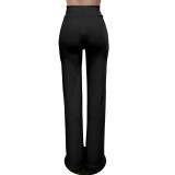 Fashion Solid Color Zipper Straight Pant MZ-2817