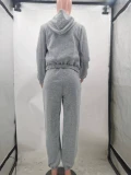 Padded Sweatshirt Hooded Sport Casual Three Piece Pants Set TK-6303