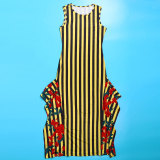 Plus Size Stripe Patchwork Print Sleeveless Maxi Dress NY-10625
