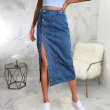 Fashion Studded Denim Long Skirt HSF-2642