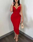 Plus Size Backless Deep V Bow Split Dress NY-2868