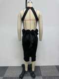 Plus Size Sexy Sleeveless Backless Midi Dress NY-2877