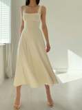 Solid Color Shoulder Straps Sleeveless Slim Maxi Dress GOFY-R003